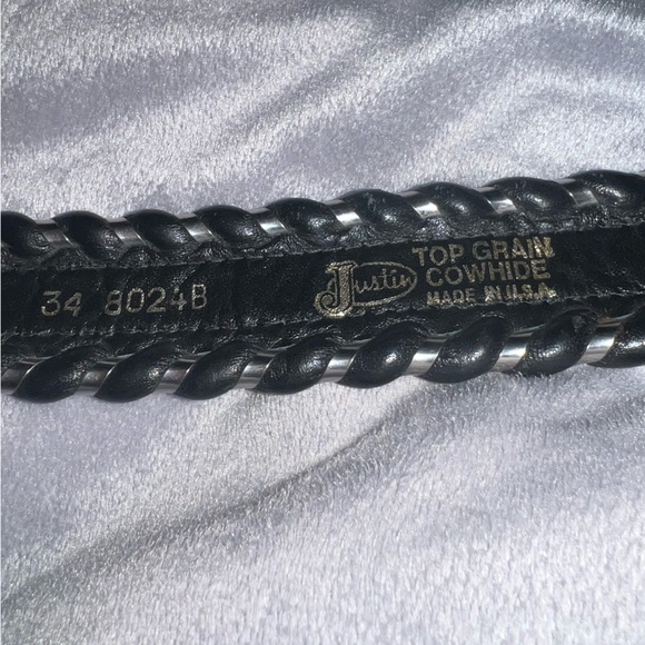JUSTIN LEATHER BELT SIZE 34. Buckle can be exchanged for different one. Used - Picture 4 of 9